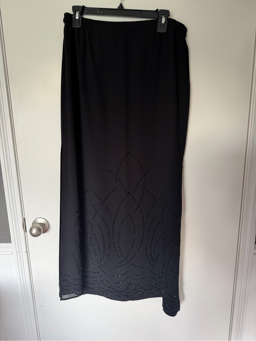 Dressbarn Vintage Black Beaded Maxi Skirt